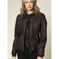thumbnail image 2 of Made by Johnny Women's Faux Leather Jacket with Hoodie XXL COFFEE, 2 of 6
