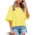 thumbnail image 2 of Summer Oversize Women Solid Color Half Sleeve Loose Shirt Tee Casual Tops, 2 of 4