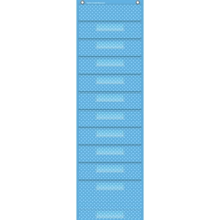 UPC: 0088231907381 | Teacher Created Resources Aqua Polka Dot 10 Pocket Chart  14 x 46-1/2 Inches
