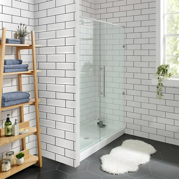 Voltaire 60" x 36" Acrylic White, Single-Threshold, Center Drain, Shower Base