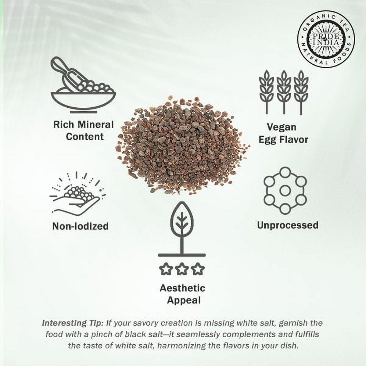 Pride Of India - PACK of 6 - Himalayan Black Rock Salt, Coarse Grind, 2.2 Pound (1 KG), Kala Namak, Great for Salt Grinders, Cooking, Tofu Scrambles
