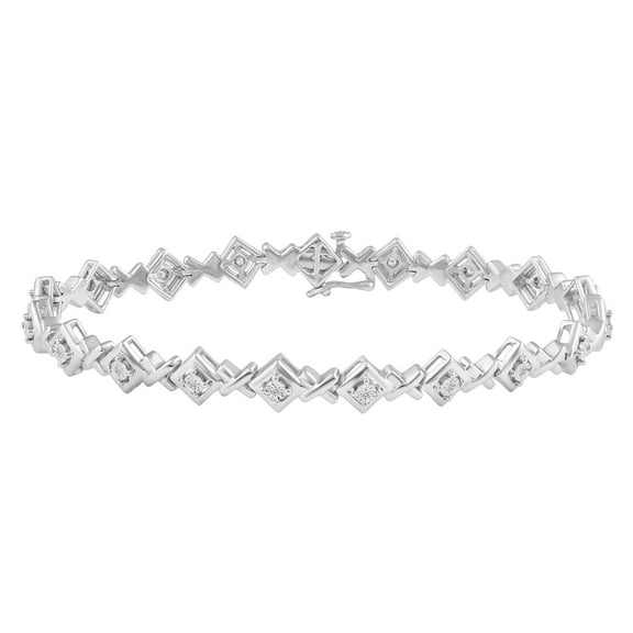 1/6 Cttw Natural Diamond XO Tennis Bracelet in 925 Sterling Silver (7 Inches)