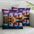 thumbnail image 3 of Heduofu Throw Pillow Cover Decor Cases Square American Orange Cityscape Orlando Florida Downtown City America EOLA Lake Night Scene Zippered Cushion Case Home White, 3 of 5