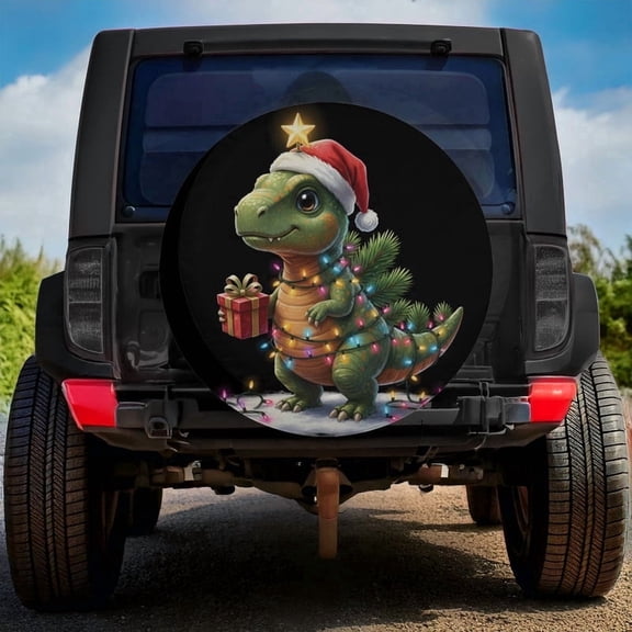 Lotusprinthandmade Dinosaur Lovers Christmas Spare Tire Cover Without Backup Camera Hole 35 in