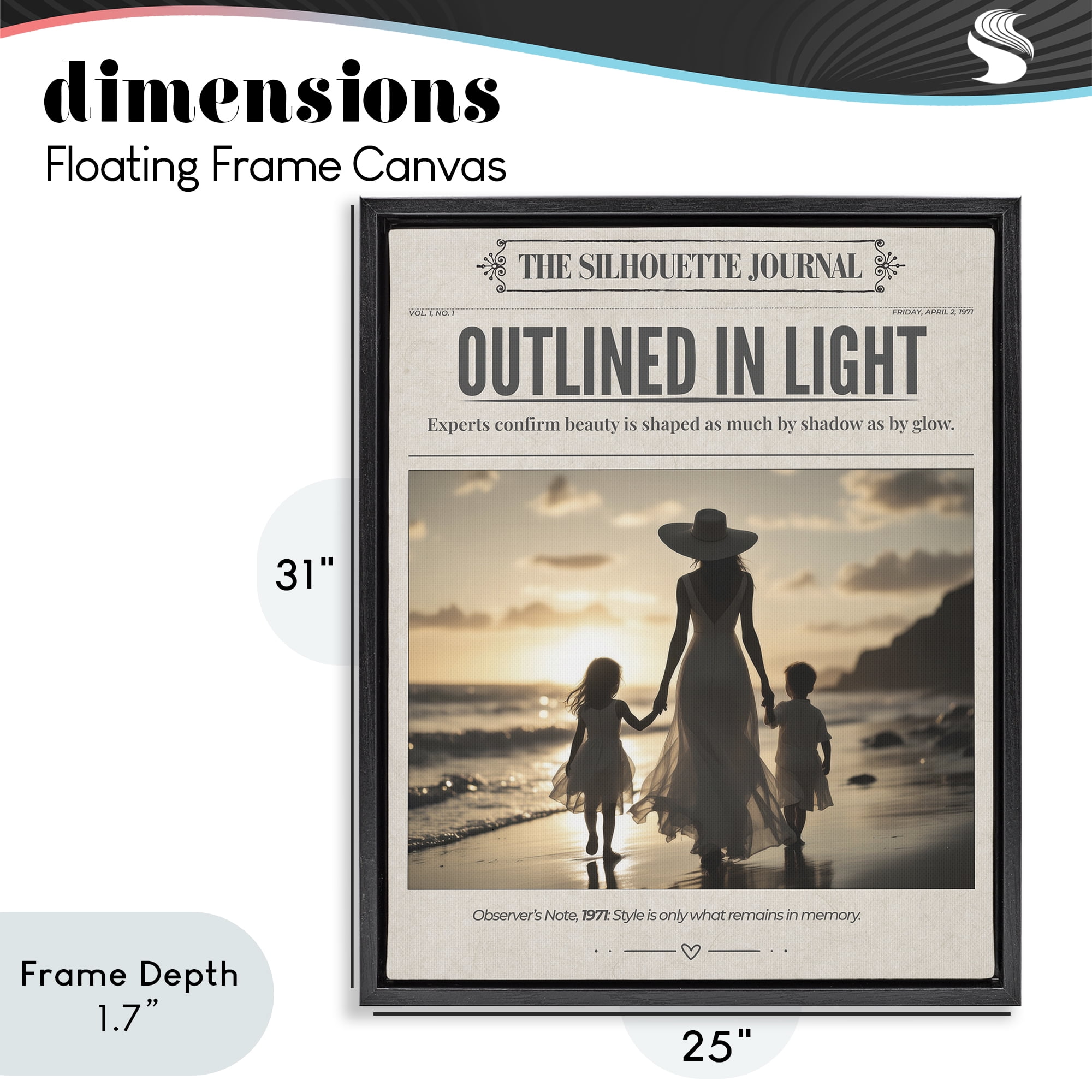 Stupell Industries Outlined In Light Newspaper Black Framed Floater Canvas Wall Art, design by A Barefoot Stylist