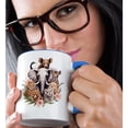 thumbnail image 2 of 3drose, Floral Image of Watercolor Wild Animals Scene, 15oz Two-tone Blue Mug, 2 of 6