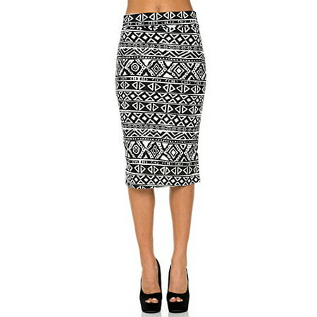 Sassy Apparel Womens Spring Summer Patterned Casual to Office Pencil Bodycon Fashion Skirt (Large,