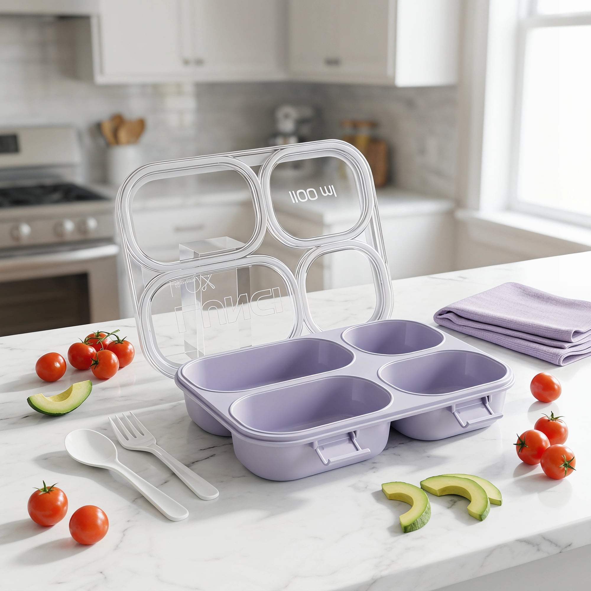 Unique Bargains Clear Lid Leak Resistant Meal Lunch Bento Box for Work Purple-2