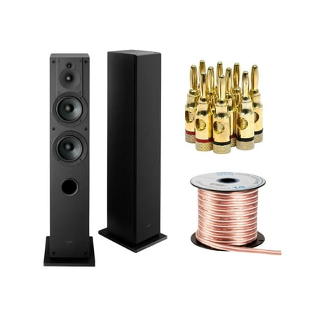 Sony SS-CS3M2 3-Way Floorstanding Single Speaker System with Hi-Res Audio with Super Tweeter (Black) and Accessories Bundle (4 Items)