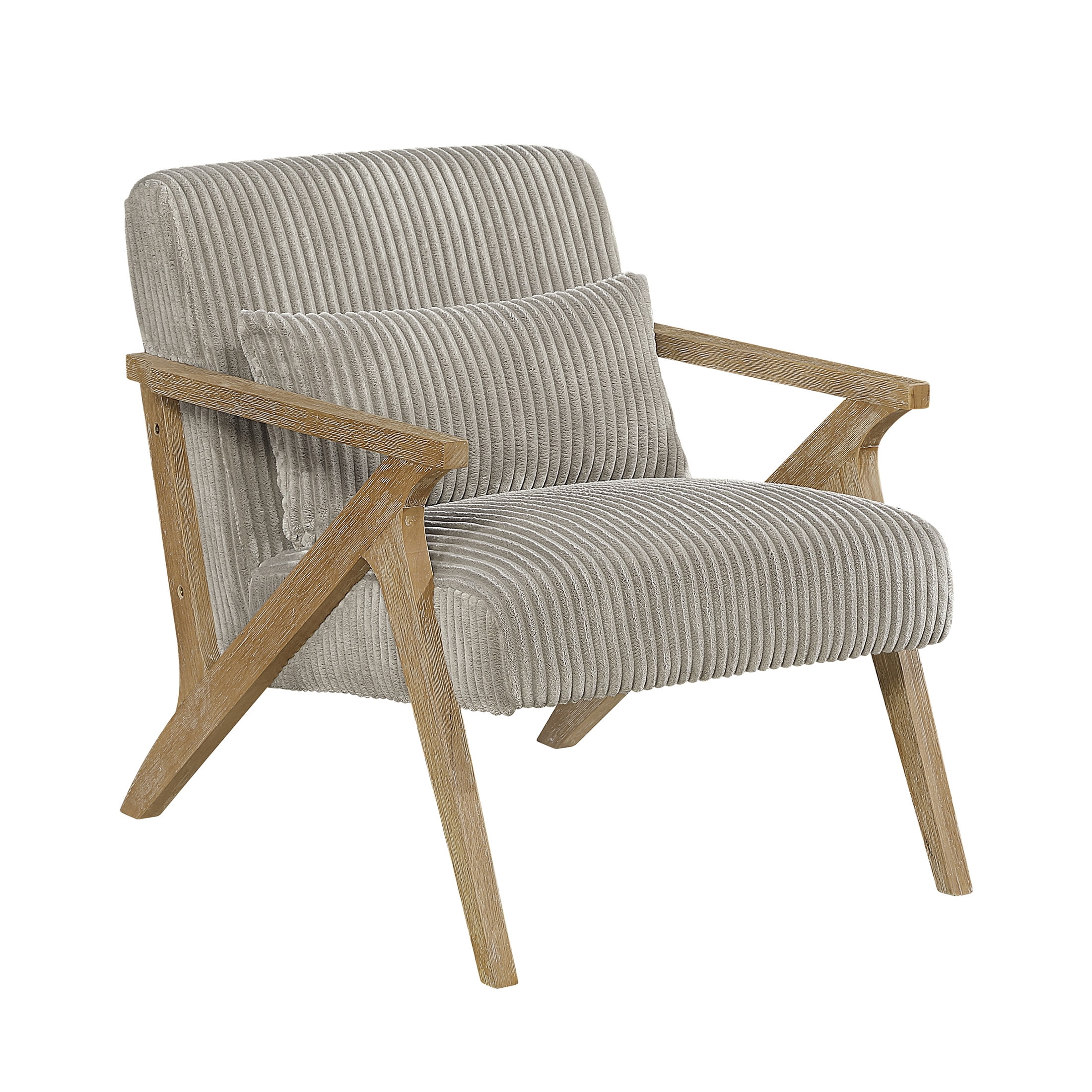 OakvillePark Papyrus Solid Rubberwood Frame Corduroy Accent Chair, Taupe