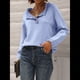 thumbnail image 5 of Suéteres de Mujer, Ropa de Otoño e Invierno, Jersey de Punto Informal de Larga con Botones y Volantes y Cuello Redondo Azul M, 5 of 8