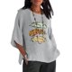 thumbnail image 4 of Camiseta holgada de manga 3/4 con cuello redondo y estampado a la moda para mujer Pompotops hfajkhk137147, 4 of 6