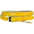 thumbnail image 2 of NYFASHION101 Women's Classy Skinny Bonded Leather Casual Belt with Shiny Buckle (S (30"-34"), Yellow), 2 of 4
