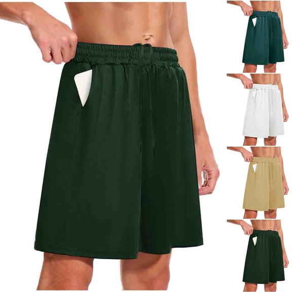 Rvwovn Men's Sweat Shorts - Loose Fit Elastic Waist with Pockets for Summer Lounge Workout