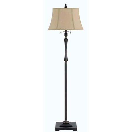 HomeRoots 61" Bronze Two Light Traditional Shaped Floor Lamp With Brown Square Shade