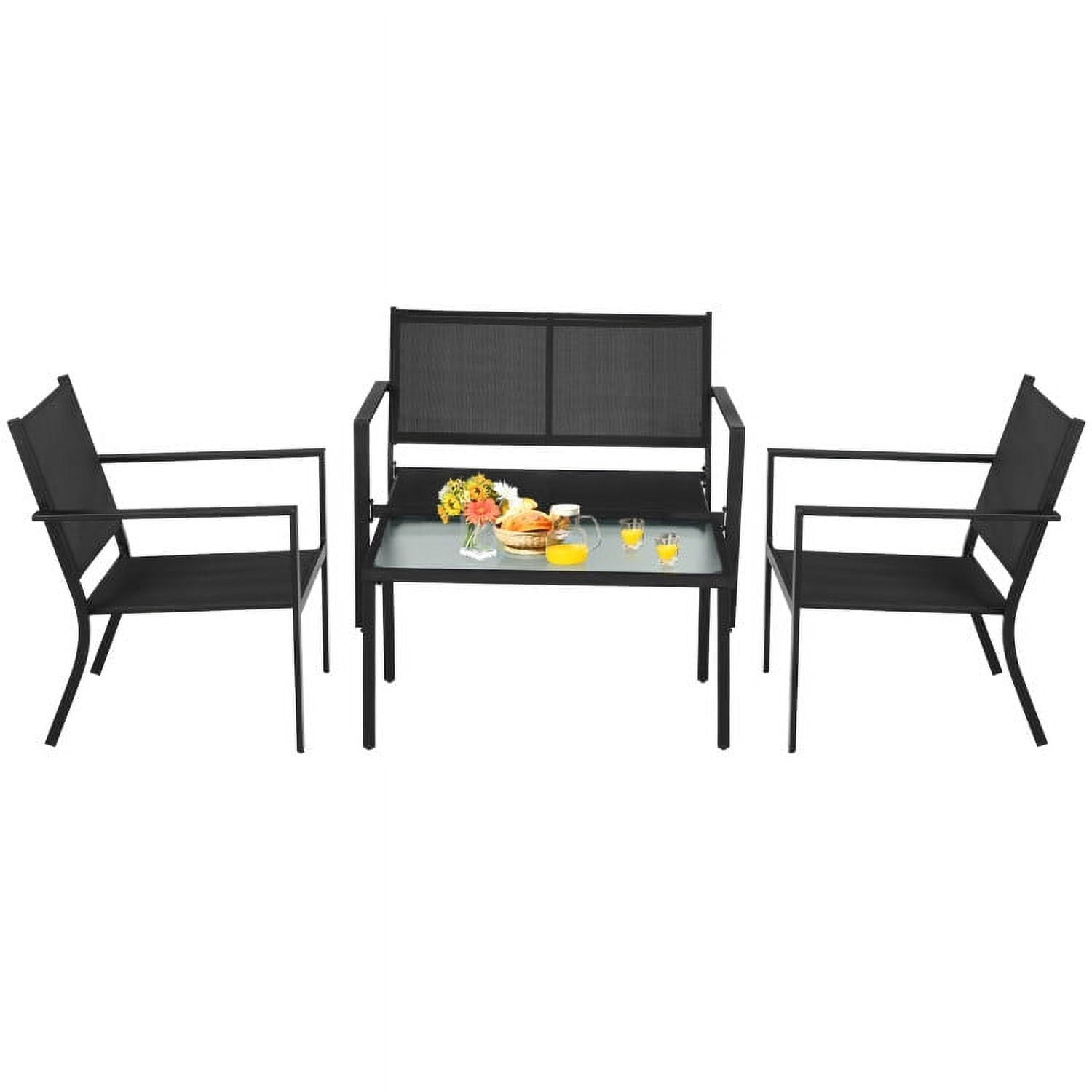 Aimee Lii 4 PCS Patio Furniture Set Sofa with Coffee Table Steel Frame, Outdoor Patio Furniture Sets, Gray Aimee Lii 4 PCS Patio Furniture Set Sofa with Coffee Table Steel Frame, Outdoor Patio Furniture Sets, Gray