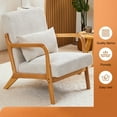 thumbnail image 6 of PAPROOS Mid-Century Modern Accent Chair, Fabric Arm Chair with Solid Wood Frame and Pillow, Upholstered Armchair Comfort Reading Chair Lounge Chair for Living Room Bedroom Sunroom, Beige, 6 of 10