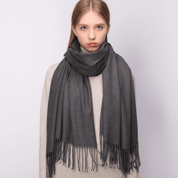 RIIQIICHY Dark Grey Pashmina Winter Scarf for Women Shawl Wrap for