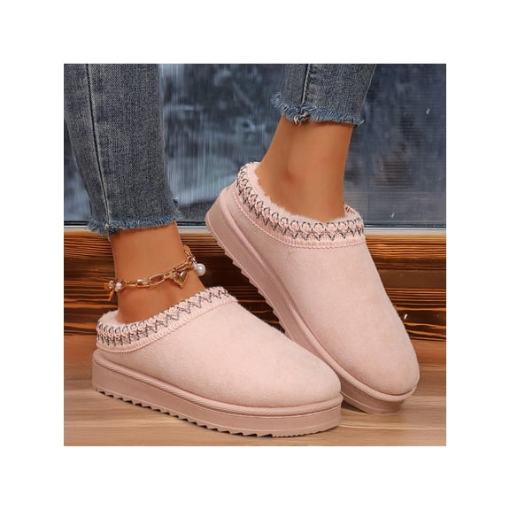 Women's Plush Fleece Slippers Boots with Fuzzy Lining - Warm & Comfortable Autumn Winter House Shoes