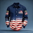 thumbnail image 2 of FINALGANG Mens Point Collar Long Sleeve Button Down Shirt With USA Flag Print 250 Embroidered Patches Casual Loose Fit For Patriotic Events Fourth Of July Daily Wear Cozy Top L, 2 of 3