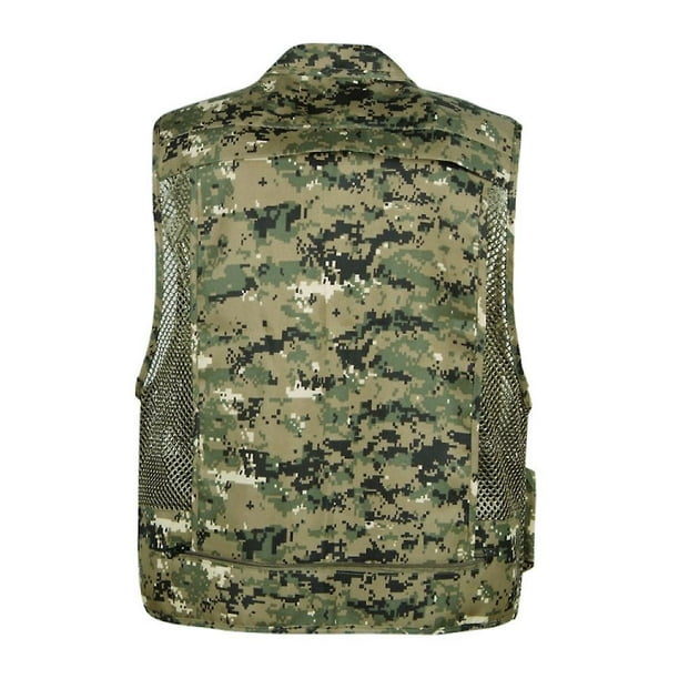 Hhhc Men's Fishing Outdoor Utility Hunting Climbing Tactical Camo Mesh Removable Vest With Multiple Pocketscamouflage Green 3xl