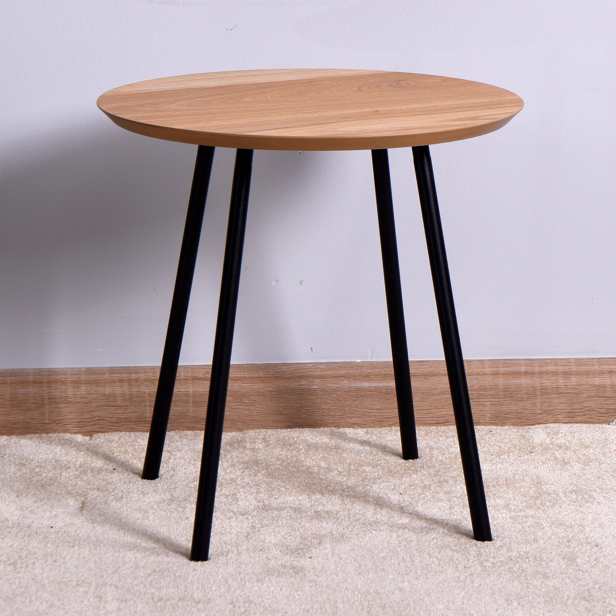 Private Jungle Living Room Wooden Round Side Table with 4 Metal Legs 15.75"x 15.75"(DxH),Natural Color Private Jungle Living Room Wooden Round Side Table with 4 Metal Legs 15.75"x 15.75"(DxH),Natural Color