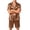 Camel, variant on Leidass Mens Pajama Set Short Sleeve Button Down Sleepwear Set with Shorts Satin Lounge Set Notch Collar Pocket Camel L