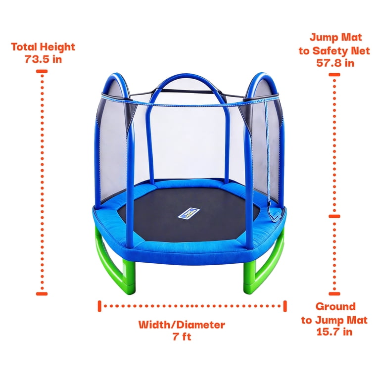 Bounce Pro 7-Foot Trampoline Hexagon for Kids (3-10), Blue/Green