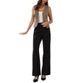 thumbnail image 2 of INSPIRE CHIC Women's Vest V Neck Sleeveless Button Down Striped Trendy Waistcoat Casual Outfits XS Coffee, 2 of 6