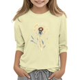 thumbnail image 2 of Drmagiyhm Khaki 3/4 Sleeve Tops for Girls Size 10-12 Cute Crewneck Shirts Floral Print T Shirt Casual Fashion Kids Fall Winter Tops, Tees & Blouses 12-14 Years, 2 of 5
