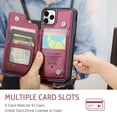 thumbnail image 6 of Mantto Case for iPhone 11 Pro Max with Card Holder, Retro PU Leather RFID Blocking Credit Card Slots Double Magnetic Clasp Flip Kickstand Shockproof Phone Cover for iPhone 11 Pro Max,Winered, 6 of 9