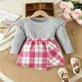 thumbnail image 2 of Adorable Toddler Girls Fall Outfits with Ruffle Long Sleeve Tops and Plaid Skirt, 2 of 9