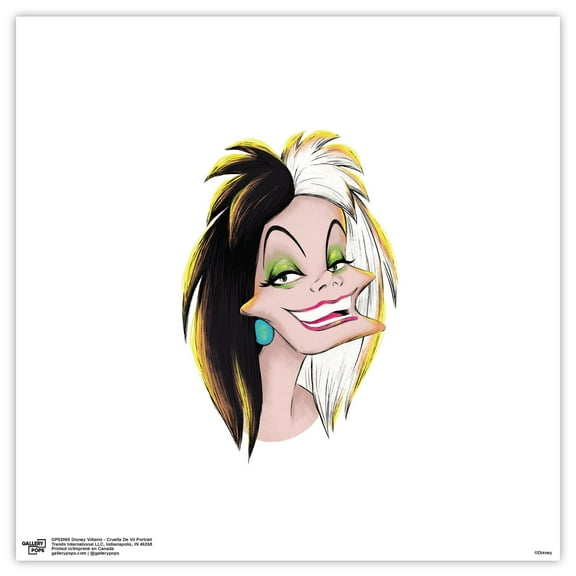 Gallery Pops Disney Villains - Cruella De Vil Portrait Wall Art, Unframed Version, 12" x 12"