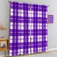 thumbnail image 4 of Watercolor Purple White Check Rod Pocket Curtain 2 Panels, Geometric Patches Graffiti Blackout Curtains for Living Room Bedroom, Machine Washable Window Treatments for Dining Kitchen-W42xL63in, 4 of 6