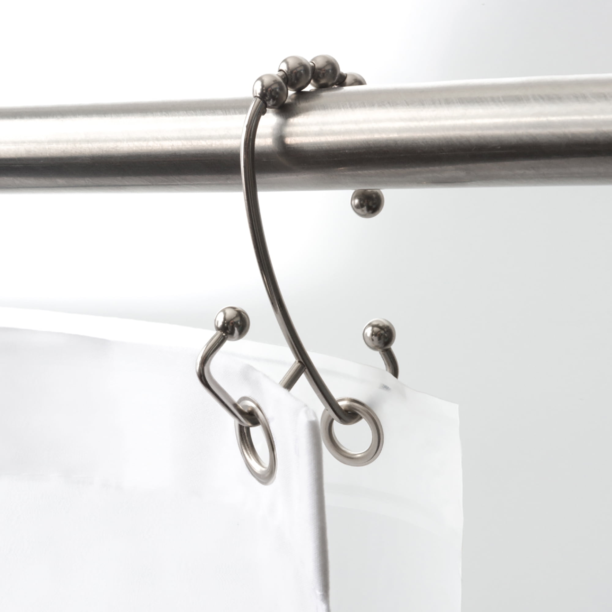 Set of 12 Onerbuy Stainless Steel Shower Curtain Hook Rings Double Glide with Smooth Roller Balls