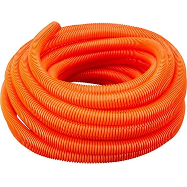 1" x 100' Flexible Corrugated Orange LDPE Split Tubing Wire Loom