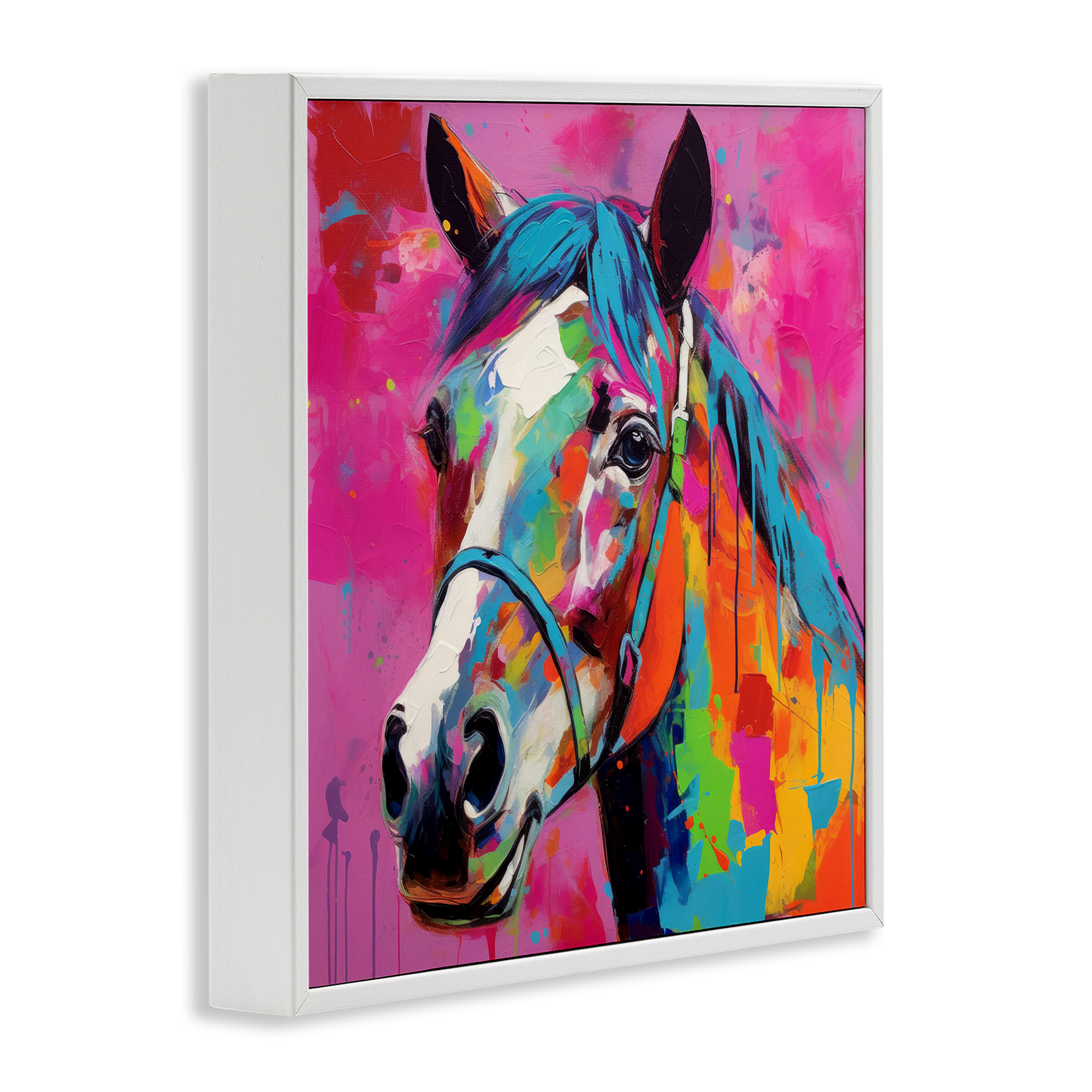 Stupell Industries Modern Hue Horse Animals & Insects Painting White Framed Art Print Wall Art, 12 x 12