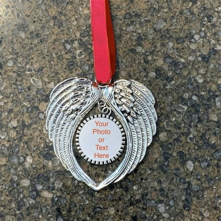 

Silver + Transfer Pad/1Pc Christmas Angel Wing Shape Blank Hot Transfer Printing Sublimation Christmas Ornament Angel Wing Pendants ， Hung On The Wall For A Long-Term Application