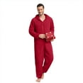 thumbnail image 2 of Matching Christmas Pajamas Home Wear Hoodid Pajamas Long Sleeve Zip Up Union Suits Fleece Festival Party Sleepwear Red(Dad) L, 2 of 6