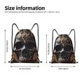 thumbnail image 3 of Hirioo Gold Pattern Black Skull Print Drawstring Backpack Bag Sport Versatile Sports Backpack for Gym, Travel, Swimming, Beach, 3 of 9