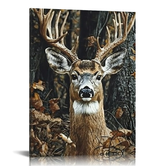 Creowell Deer Antlers Woods Wall Decor Canvas Prints Modern Art for Home Living Room Bathroom Bedroom Office 12x16in