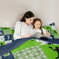 thumbnail image 4 of Feelyou American Rugby Bedding Comforter Set 7pcs for Kids, Green Blue Buffalo Geometric Queen Bedding Sets, Sport Player Reversible Queen Sheet Sets, Ultra Soft Home Decor, 4 of 7