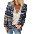 thumbnail image 1 of Gibobby Sueter para mujer Cárdigan corto de punto de manga larga para mujer Chamarra casual con abertura lateral(Azul,M), 1 of 5