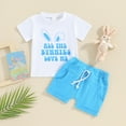 thumbnail image 2 of Bagilaanoe 2pcs Toddler Easter Outfits Baby Boy Girl Shorts Set Short Sleeve Letter Print T Shirt Tops + Shorts 6M 12M 18M 24M 3T Kids Casual Summer Clothes, 2 of 8