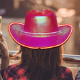 thumbnail image 5 of Lohuatrd Bright Colors Cowboy Hat Wide Brim Hemming Windproof Rope Halloween Holographic LED Light Jazz Hat Fashion Accessories, 5 of 8