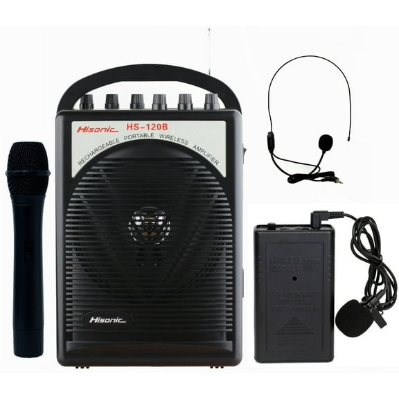 Hisonic HS120B Lithium Battery Rechargeable & Portable PA (Public Address) System with Built-in UHF Wireless Microphone