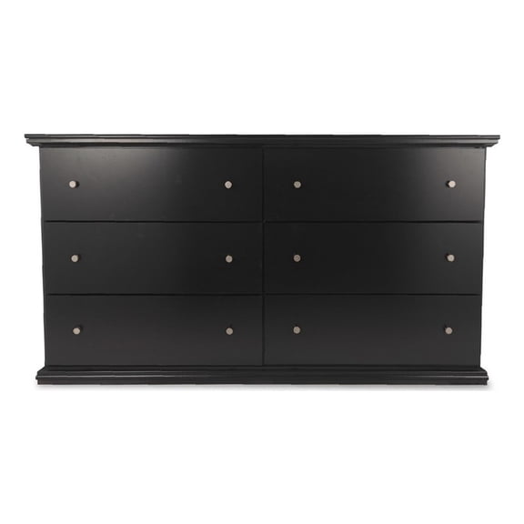 Ashley Furniture Maribel 6 Drawer Wood Double Dresser in Black