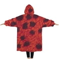 thumbnail image 2 of Oversized Wearable Blanket Hoodie,Red Cheetah Leopard Pattern Sherpa Blanket Hoodie with Super Pockets,Super Warm Fuzzy Pullover for Women & Men, 2 of 6