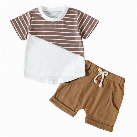 Kids Little Boys 2-Piece Summer Outfit Casual Short Sleeve T-Shirt Shorts Set Toddler Clothes