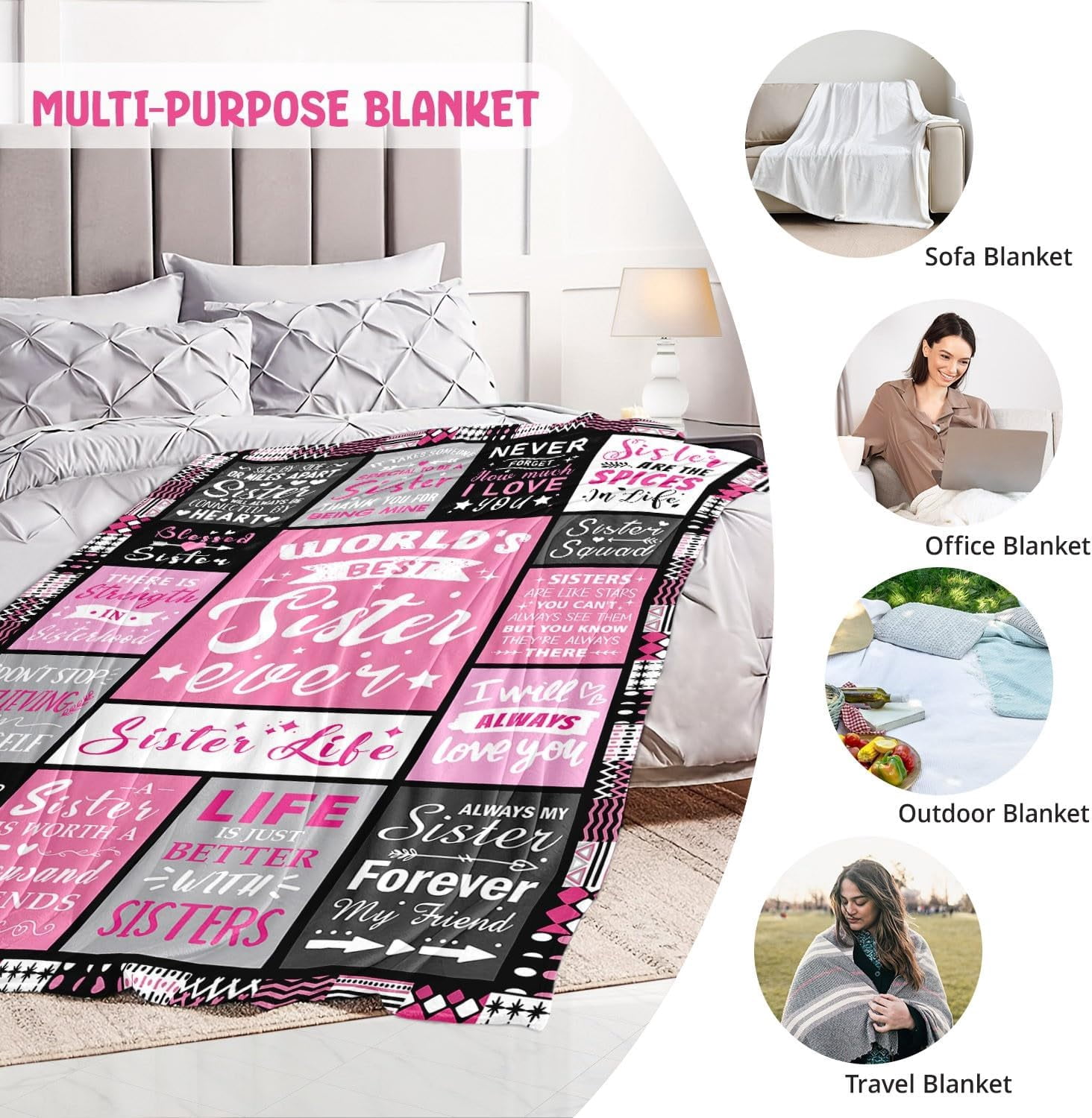 Sister Gifts Sisters Gifts from Sister Birthday Gifts for Sister Soul Sister Gifts for Women Best Friend Ever Gifts for Women Big Sister Gifts for Girl Christmas Birthday Gifts Sister Blanket